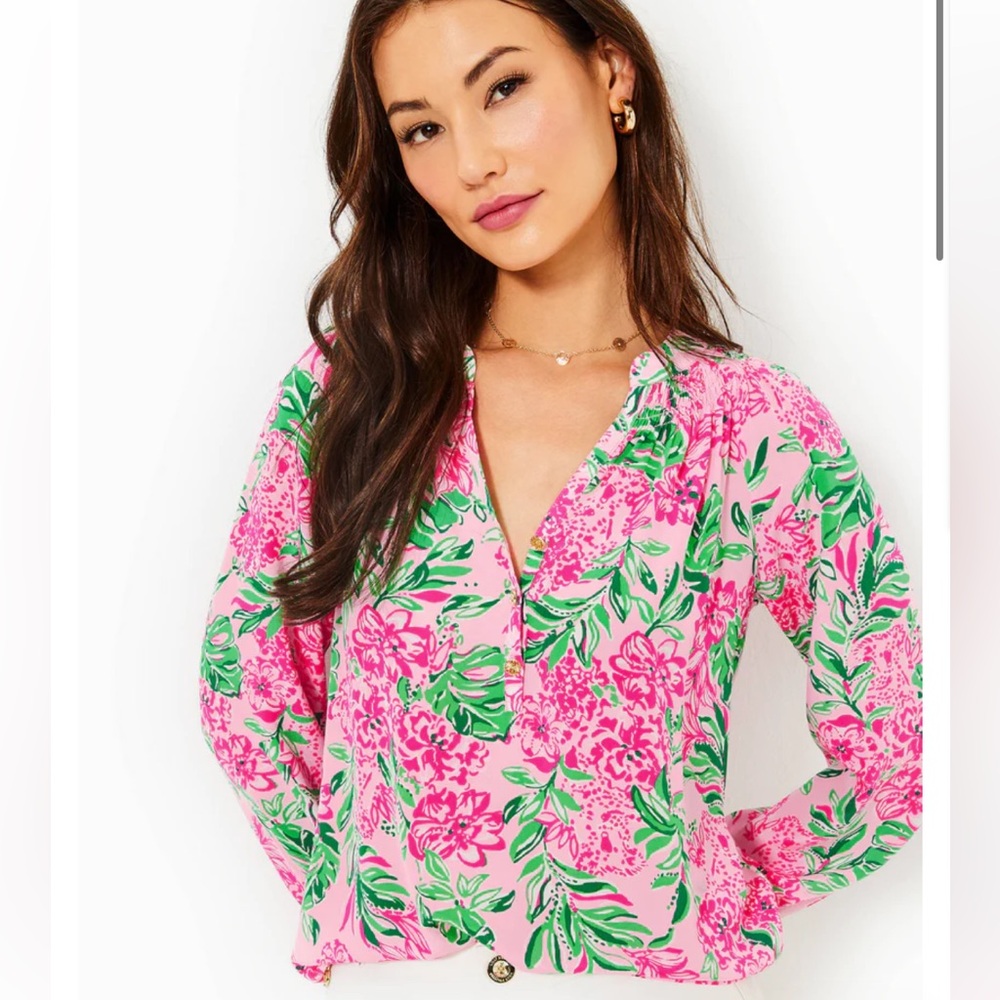 NWT Elsa Silk Top in Conch Shell Pink Koala La La